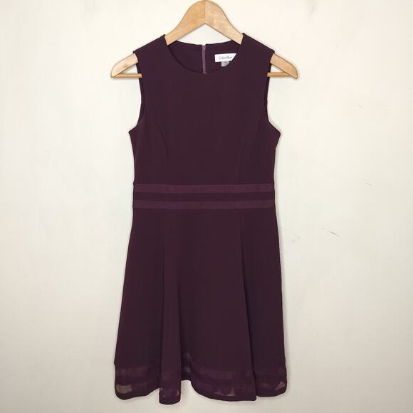 Calvin Klein A Line Dress Sleeveless Burgundy - Picture 1 of 7